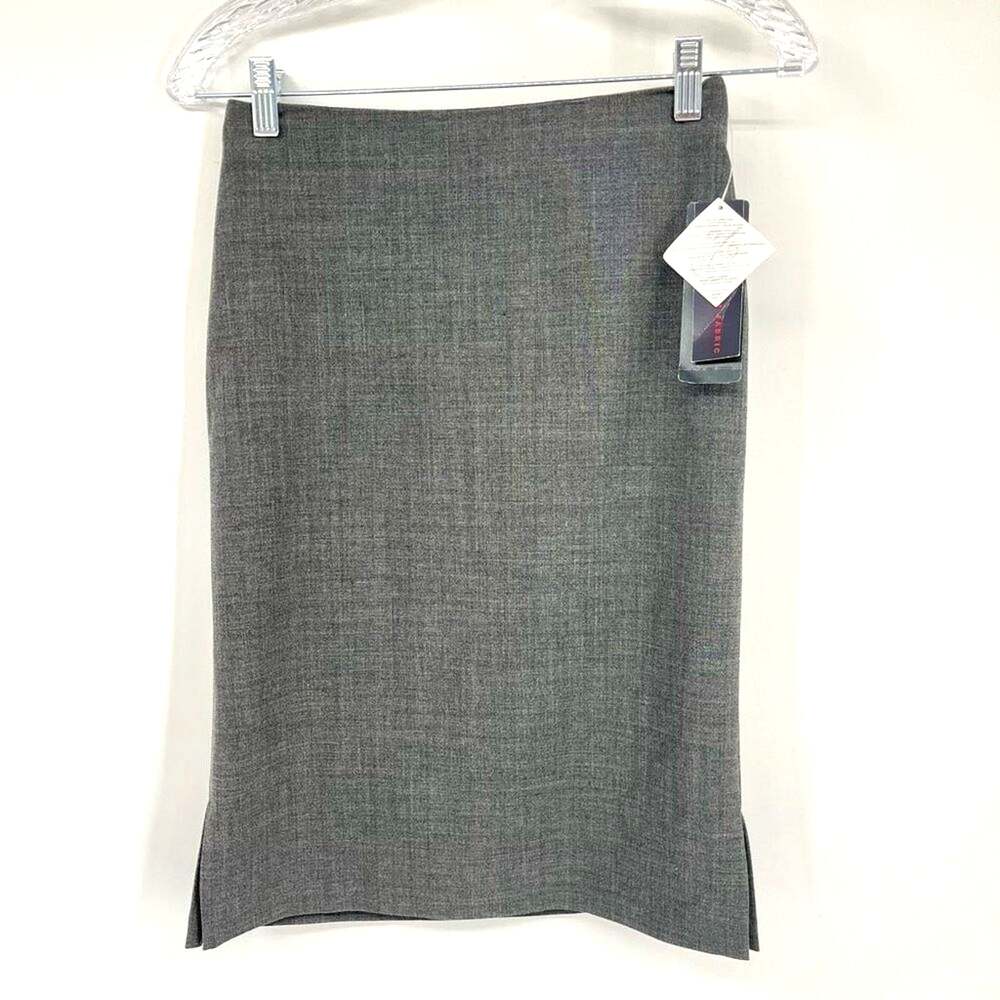 Ralph Lauren Pencil Skirt Wool Stretch Gray Zip Side Slit Women's Size 0 NWT